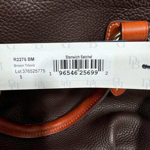 Dooney & Bourke Brown Pebble Grain Leather Stanwich Satchel New Handbag R2275BM - Picture 8 of 12